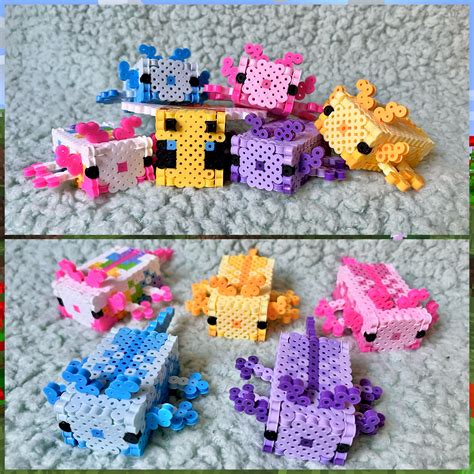 Minecraft Inspired 3D Perler Bead Figured small Animal Series Axolotls ...