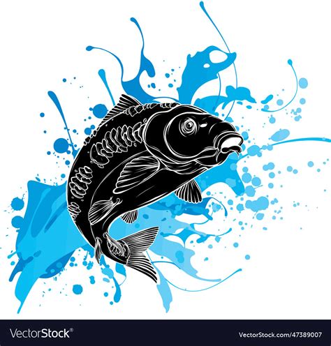 Colored draw of carp fish Royalty Free Vector Image