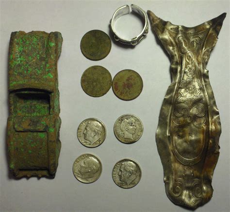 Sterling flatware, old coins, and silver ring - Metal detecting finds ...