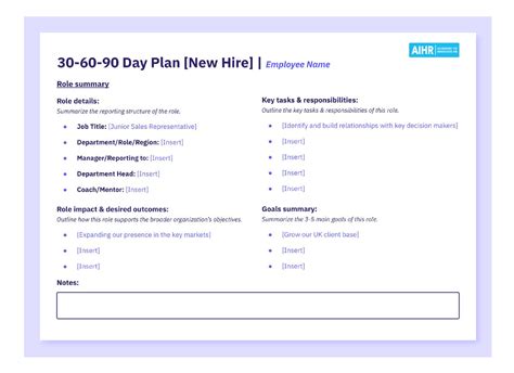 30-60-90 Day Plan Template & Guide [FREE Download] - AIHR