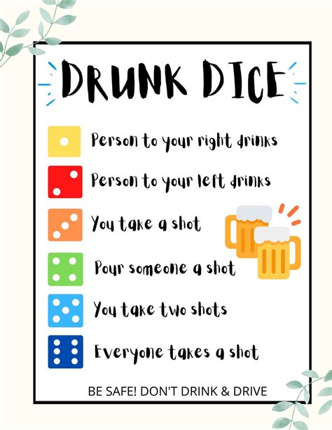 Drunk Dice & Drunk Rules Bundle Printable Party Games Virtual | Etsy