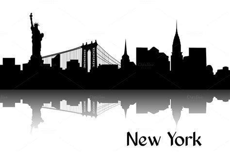 Free New York Skyline Black And White Silhouette, Download Free New ...