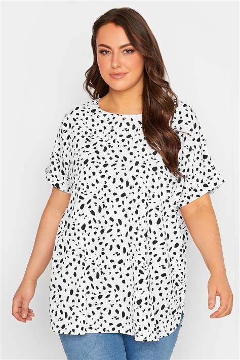 YOURS Curve Plus Size White Spot Print Top | Yours Clothing