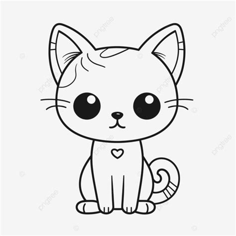 This Is A Coloring Page Of A Kawaii Cat Outline Sketch Drawing Vector ...