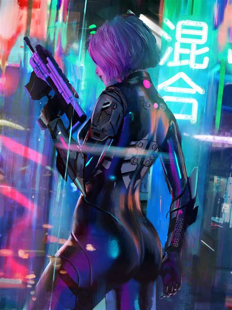 Wallpaper : women, artwork, digital art, Tony Skeor, drawing, gun ...