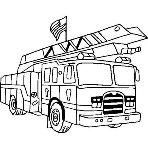 Fire Engine, : Fire Engine with US Flag Coloring Pages | Truck coloring ...