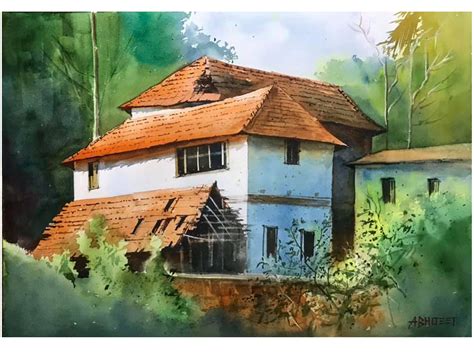 Village Scenery | Watercolor Painting by Abhijeet Bahadure | Exotic ...