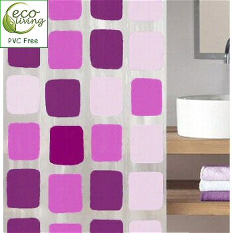 Sonny : Contemporary PEVA Shower Curtain, Square Pattern Curtains