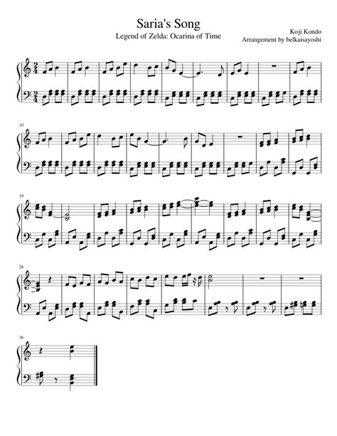 Saria's Song sheet music for Piano download free in PDF or MIDI