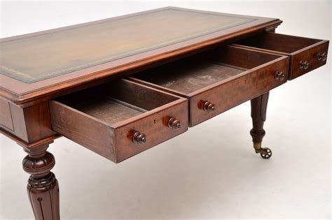 Large Antique William IV Mahogany Leather Top Writing Table / Desk ...