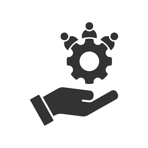 Premium Vector | Man and gear on a hand Teamwork management icon ...