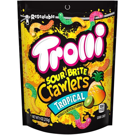 Buy Trolli Sour Brite Crawlers Tropical Gummy Worms Bag, 9 Oz Online at ...