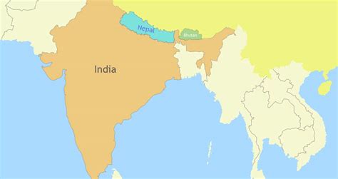 Bhutan Border Map/Bhutan Map with Surrounding Countries