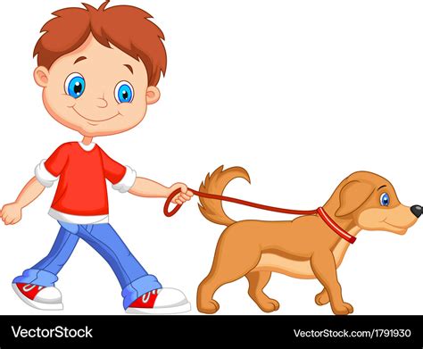 Child And Dog Cartoon