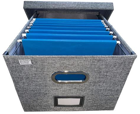 Collapsible File Box Storage Organizer with lid - Decorative Linen ...