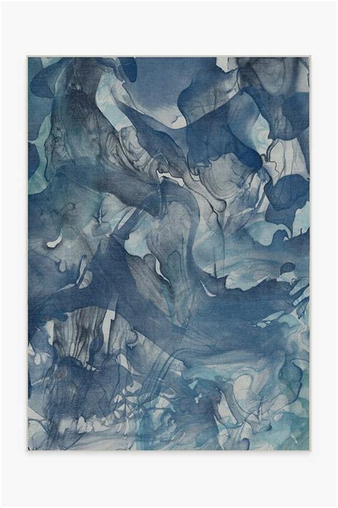 Aurora Space Blue Watercolor Rug | Washable Rug | Ruggable