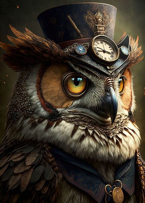 'Steampunk Owl' Poster, picture, metal print, paint by AlekSunDoor Art ...