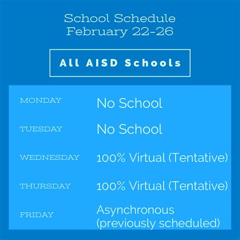 School Schedule: Feb 22 - 26 - Hill Elementary