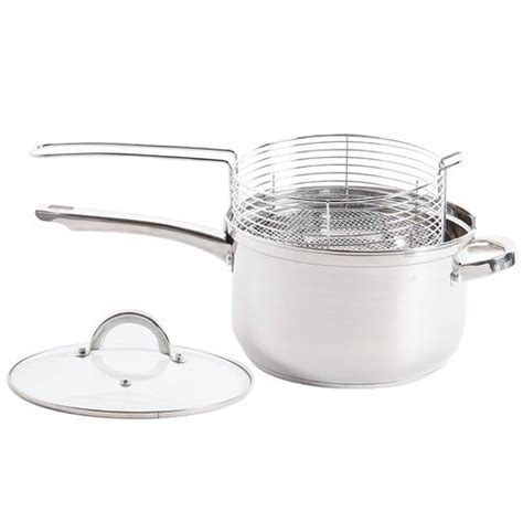 24cm Stainless Steel Chip Pan Deep Fryer With Lid & Frying Basket ...