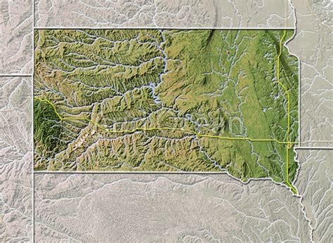 South Dakota, shaded relief map.