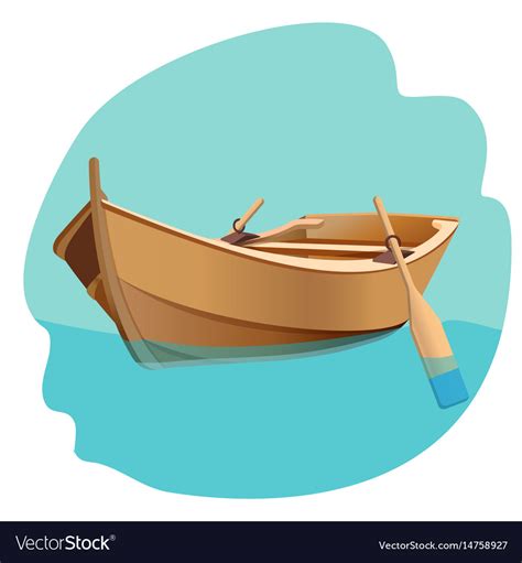 Wooden boat with oars isolated Royalty Free Vector Image