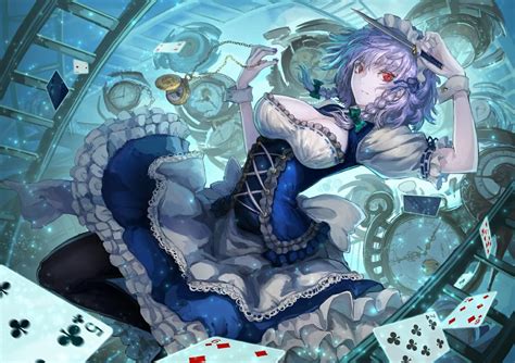 Wallpaper : illustration, anime, Touhou, fan art, Izayoi Sakuya, comics ...