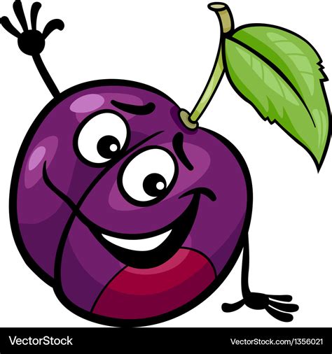 Funny plum fruit cartoon Royalty Free Vector Image