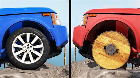 Wooden Wheels vs Rubber wheels - Beamng drive - YouTube