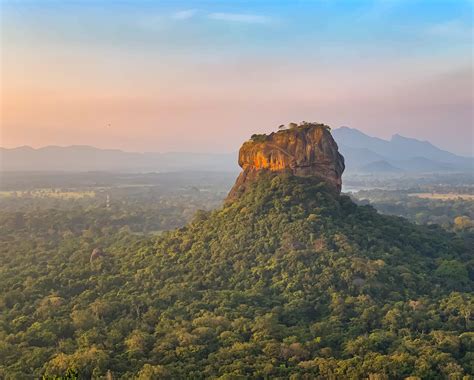 Lion Rock in Sigiriya, Sri Lanka, as seen from Pidurangala Rock at ...