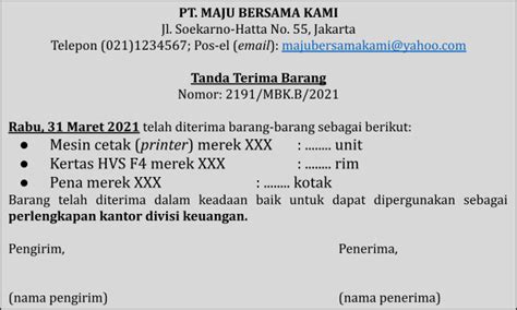 Contoh Tanda Terima yang Lengkap dan Benar - Akseleran Blog