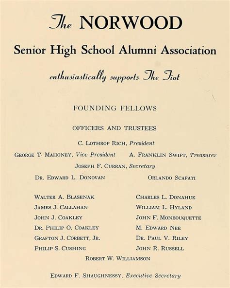 Need For High School Alumni Association-This Day in Norwood History ...