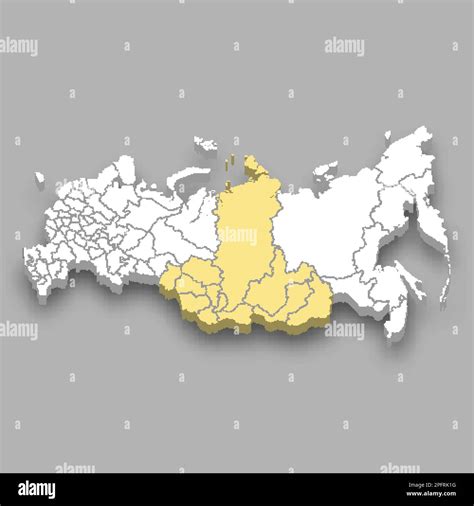 Siberia region location within Russia 3d isometric map Stock Vector ...