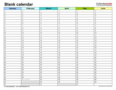 Large Blank Yearly Calendar Template Printable Pdf Download | Images ...