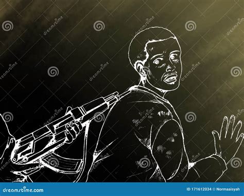 Human Rights Violation at African Conflict Illustration Stock ...