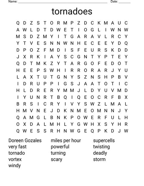 tornadoes Word Search - WordMint