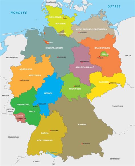 Karte der deutschen Bundesländer | Karte deutschland, Bundesländer und ...