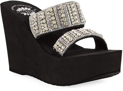 Premium Collection By Yellow Box Edin Embellished Platform Wedge ...