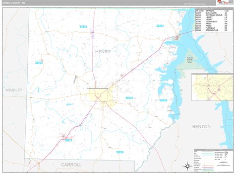 Henry County, TN Wall Map Premium Style by MarketMAPS - MapSales