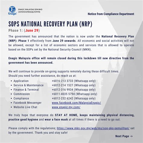 SOPs National Recovery Plan (NRP) Phase 1: (June 29) - Enagic (Malaysia ...