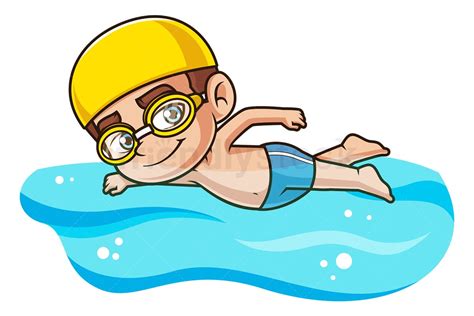 Black Girl Swimming Cartoon Clipart Vector - FriendlyStock