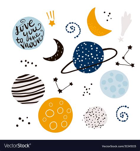 Cosmic design elements childish creative Vector Image