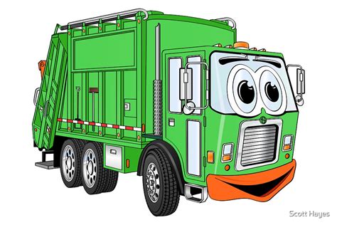 "Silly Smiling Garbage Truck Cartoon" by Graphxpro | Redbubble