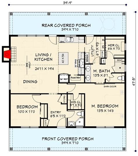 2-Bedroom Country Home Plan under 1300 Square Feet with Vaulted Open ...