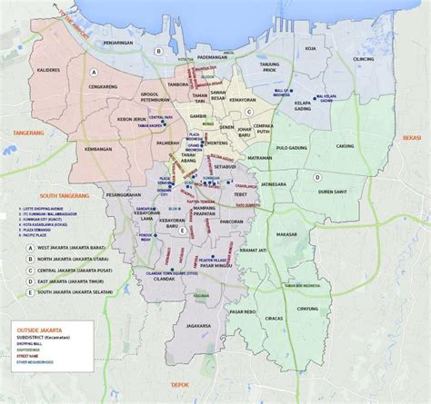 Kort Jakarta - Hovedstaden i indonesien kort (Java - Indonesien)