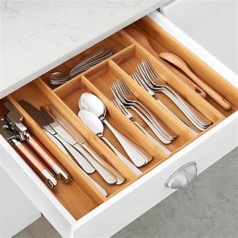 Bamboo Expandable Utensils Drawer Insert Organizer Cutlery Tray Kitchen ...