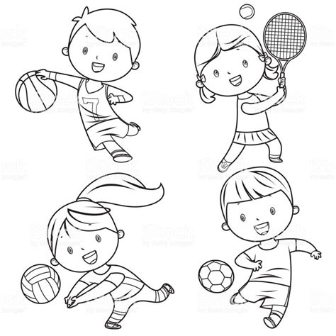 Vector cartoon kids sports characters drawing – Artofit