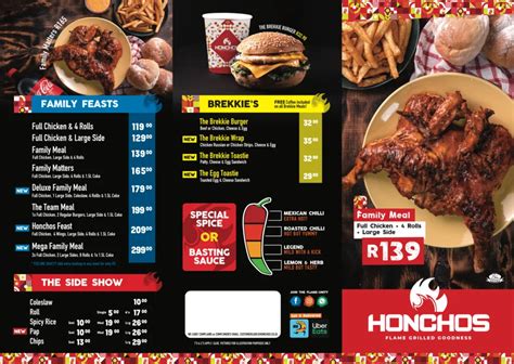 Honchos Menu With Updated Prices in South Africa 2024