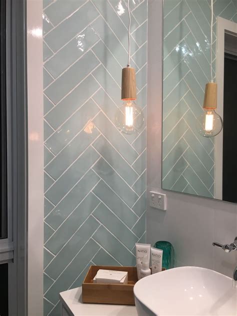 Manual Aqua tile from Canberra Tile & Design House in a herringbone ...