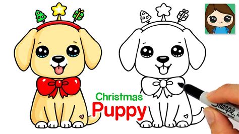 How to Draw a Puppy Dog for Christmas Easy