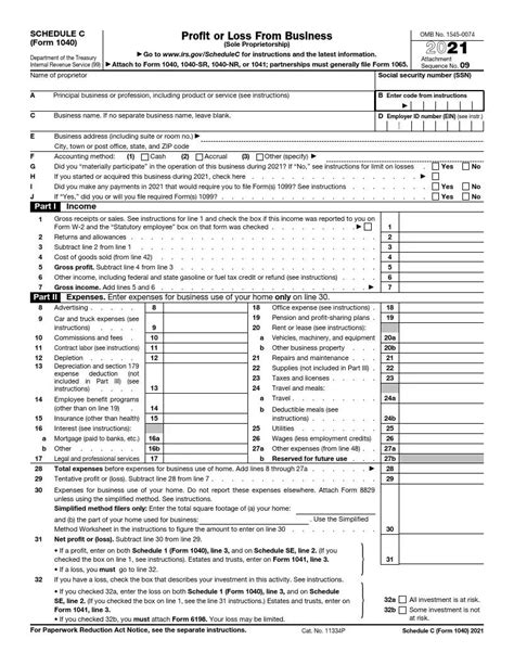 1040 Schedule C Form ≡ Fill Out IRS Schedule C Tax Form 2021